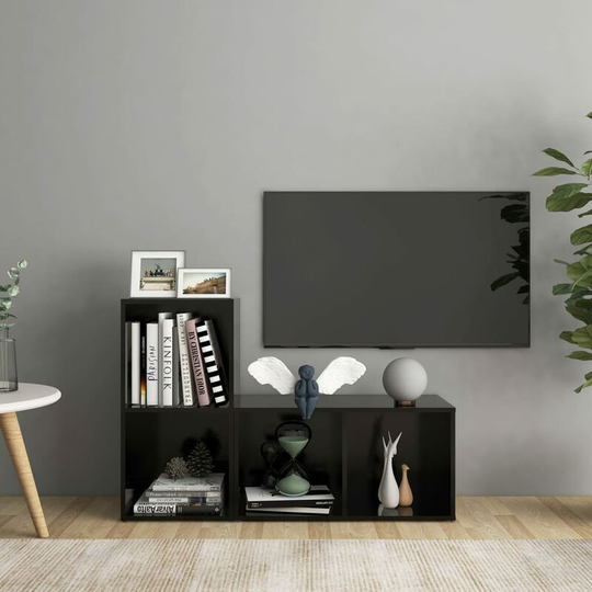 Topdeal - tv Cabinets 2 pcs Black 72x35x36.5 cm Chipboard FF3079944_UK