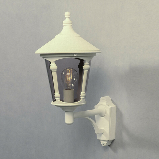 Konstsmide Virgo Outdoor Classic Lantern Matt White Up Wall Light, IP23