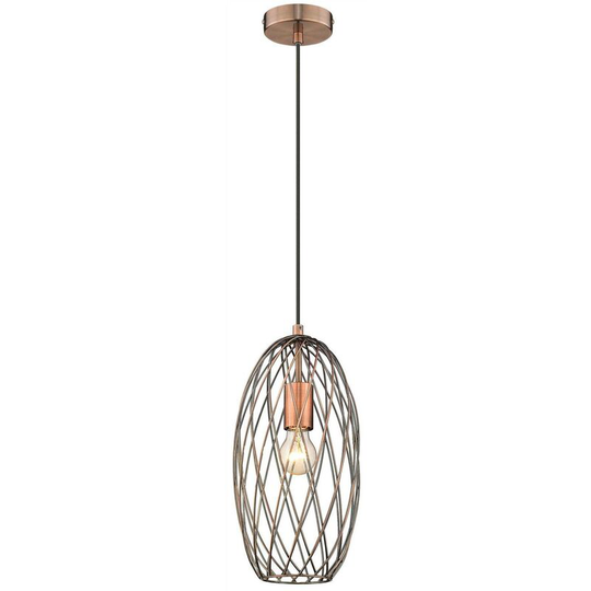 Spring Lighting - 1 Light Wire Ceiling Pendant Antique Copper, E27