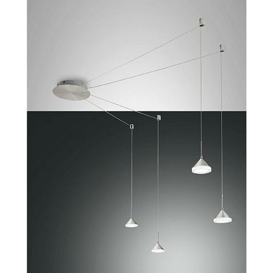 Fabas Luce Isabella led Cluster Pendant Ceiling Light Satin Aluminum Glass