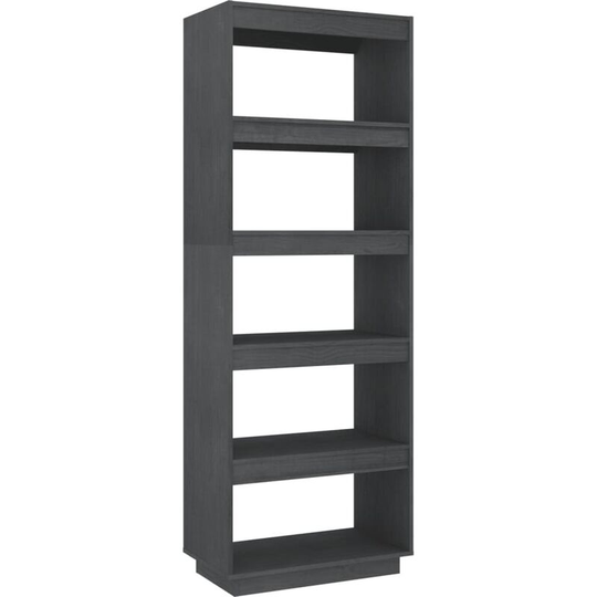 Book Cabinet/Room Divider Grey 60x35x167 cm Solid Pinewood Vidaxl Grey