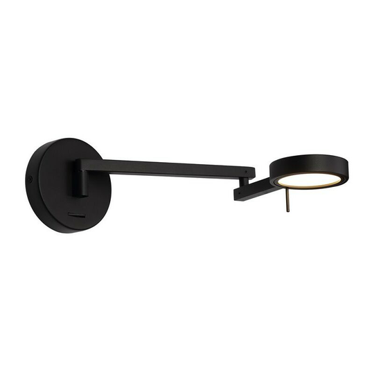 Adjustable Swing Arm Wall Lamp , Reader, 1 x 8W led, 3000K, Sand Black - Luminosa Lighting