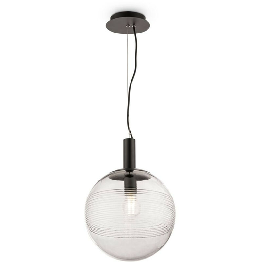 Maytoni Perlas Pendant Globe Pendant Ceiling Light Black, Glass Clear Shade
