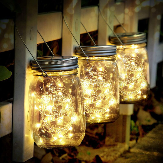 Aougo - Solar Lights Outdoor,3 Pieces Solar Garden Lights 30 led Waterproof Mason Jar Garden Lights for Indoor Outdoor Lighting Decor Christmas