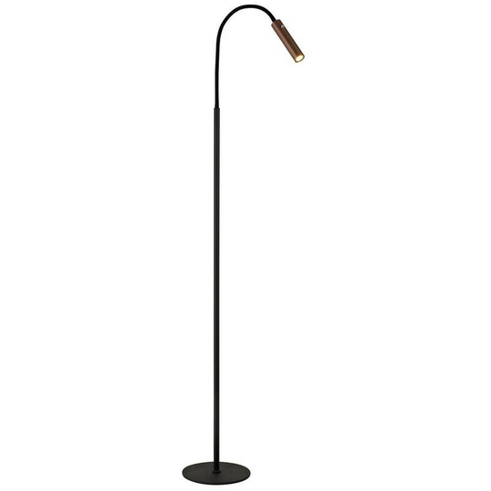 Luminosa Lighting - Floor Lamp, 1 Light Adjustable Switched, 1 x 7W led, 3000K, 436lm, Black, Satin Copper