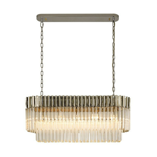 Luminosa Lighting - Luminosa Pendant Rectangle 5 Light E14, Polished Nickel, Clear Glass, Item Weight: 21.2kg