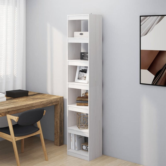 Asupermall - Book Cabinet/Room Divider White 40x30x199 cm Solid Pinewood