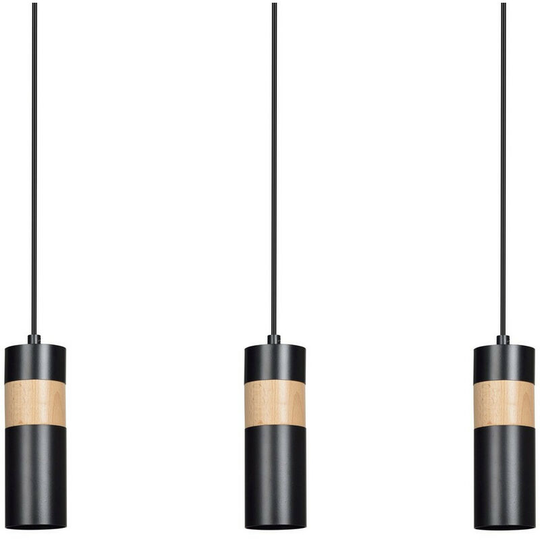 Emibig Lighting - Emibig Akari Black Bar Pendant Ceiling Light 3x GU10