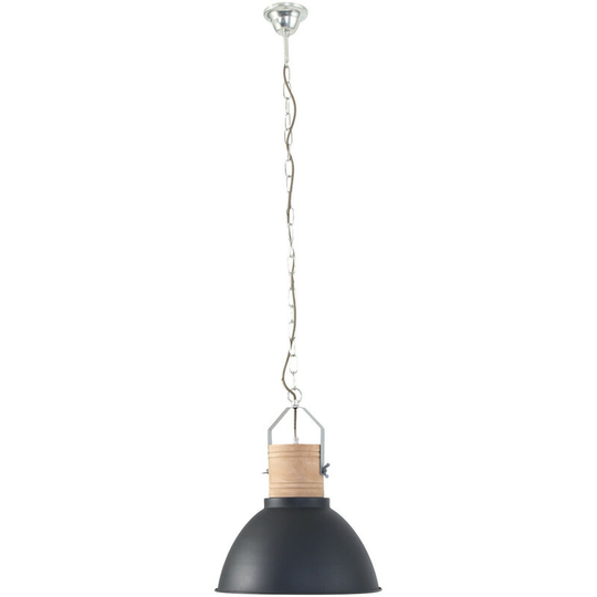 Sienna Emile Dome Pendant Ceiling Lights Black Matt, Wood Blank