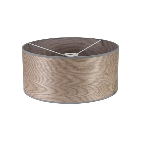 Luminosa Lighting - Round, 395 x 180mm Wood Effect Shade, Grey Oak, White Laminate
