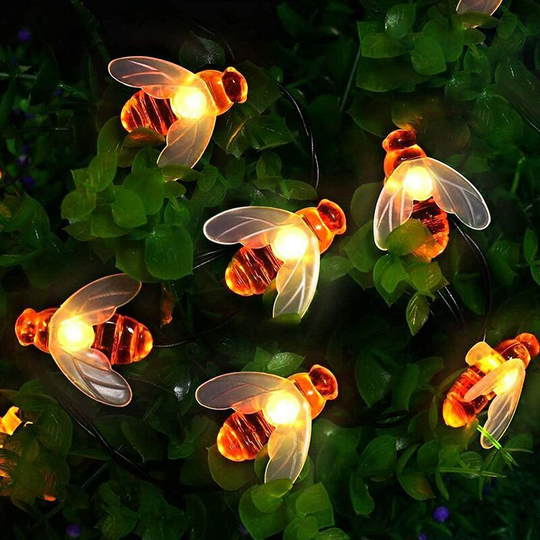 [50 LED] Solar Garden Lights, Fairy Honey Bee String Lights, 7m/24ft 8 Modes Waterproof Outdoor/Indoor Garden Lights for Flower Fence, Lawn, Patio,