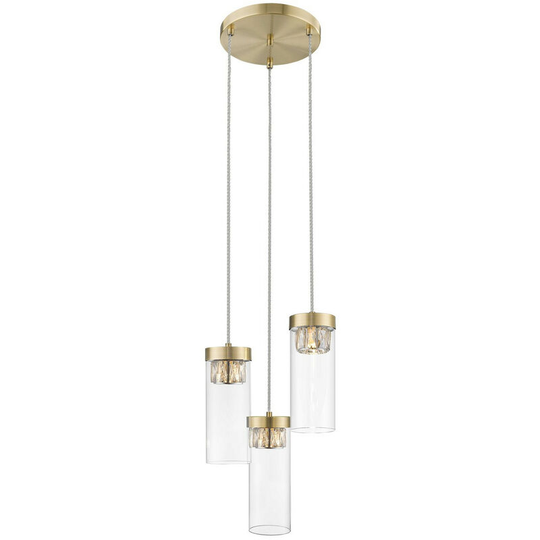 Spring Contemporary Cluster Pendant Ceiling 3 Light Antique Bronze, Crystal