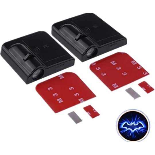 2 Pcs Wireless Car Door led Projector Light Courtesy Welcome Bat Logo Lamp Shadow Ghost Light Work with magnetic sensor