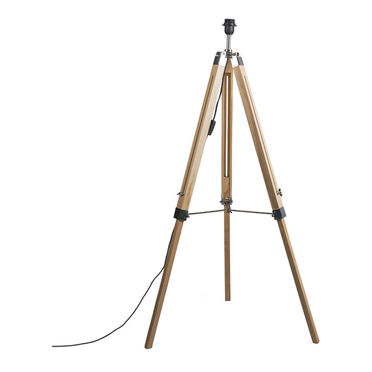 Qazqa - Rural floor lamp wood without shade - Tripod - Brown