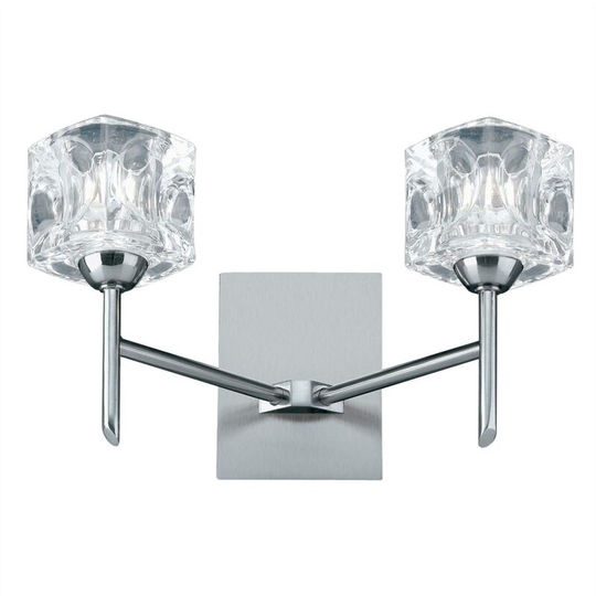 Searchlight Ice Cube - led 2 Light Indoor Glass Wall Light Satin Silver