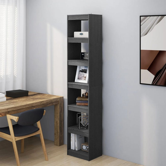 Asupermall - Book Cabinet/Room Divider Grey 40x30x199 cm Solid Pinewood