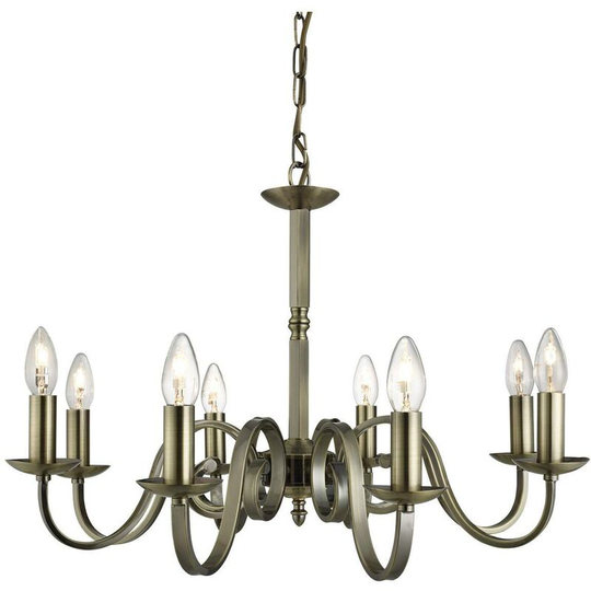 Searchlight Lighting - Searchlight Richmond - 8 Light Chandelier Antique Brass Finish, E14
