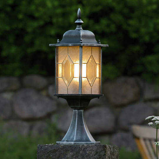 Konstsmide Lighting - Konstsmide Milano Outdoor Modern Gate Post Pedestal Light Black, Silver, IP43