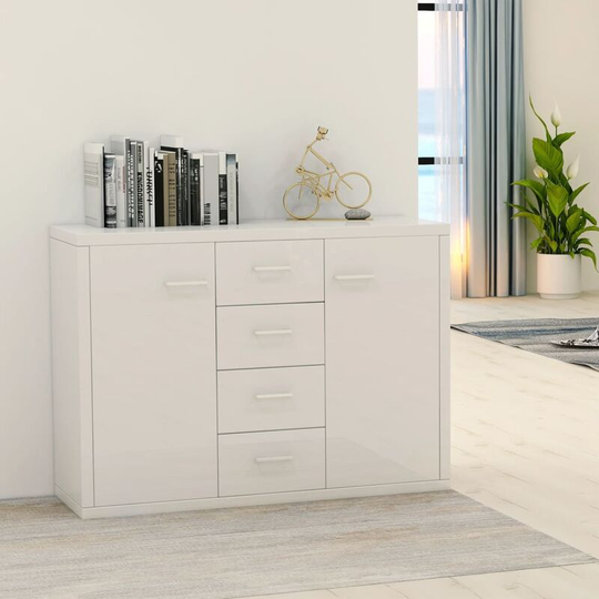 Sideboard High Gloss White 88x30x75 cm Chipboard VDTD31726 - Topdeal