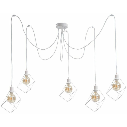 Keter Lighting - Keter Ruben Cluster Pendant Ceiling Light White, 5x E27