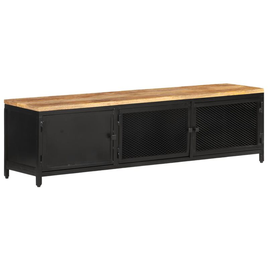 Vidaxl - tv Cabinet 130x30x37 cm Solid Rough Mango Wood Black