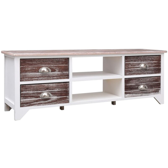 Vidaxl - tv Cabinet White and Brown 115x30x40 cm Paulownia Wood Brown