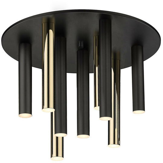 Zumaline Loya Integrated led Semi Flush Ceiling Light, Matt Black, French Gold