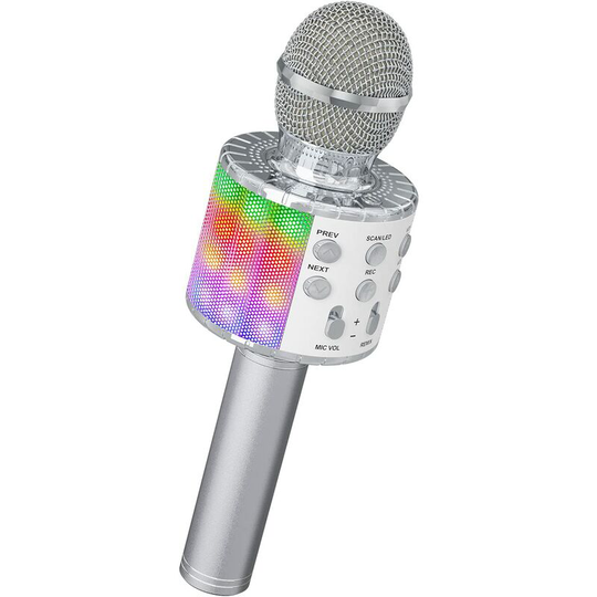 FVO - Kids Karaoke Microphone with Dancing led Lights, Karaoke Wireless Microphone,Bluetooth Microphone for Kids Girl Boy for Party Singing Christmas