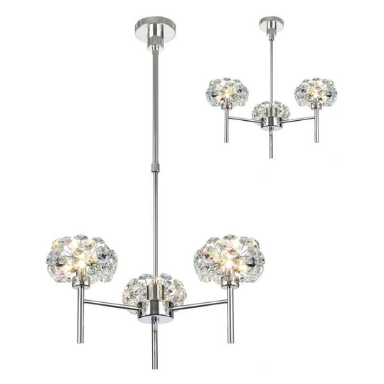 Luminosa , 3 Light G9 Telescopic Light With Polished Chrome And Crystal Shade