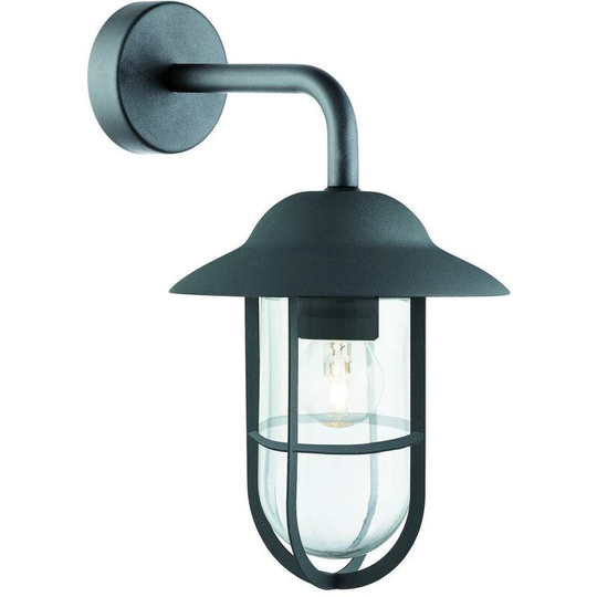 Searchlight Genoa - 1 Light Outdoor Dome Wall Light Black IP44Glass Lanterns Matt, E27