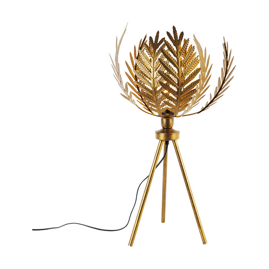 Qazqa - Vintage table lamp gold 45 cm tripod - Botanica - Gold/Messing