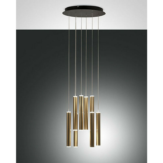 Fabas Luce Prado led Cluster Pendant Ceiling Light Black / Satin Brass Glass