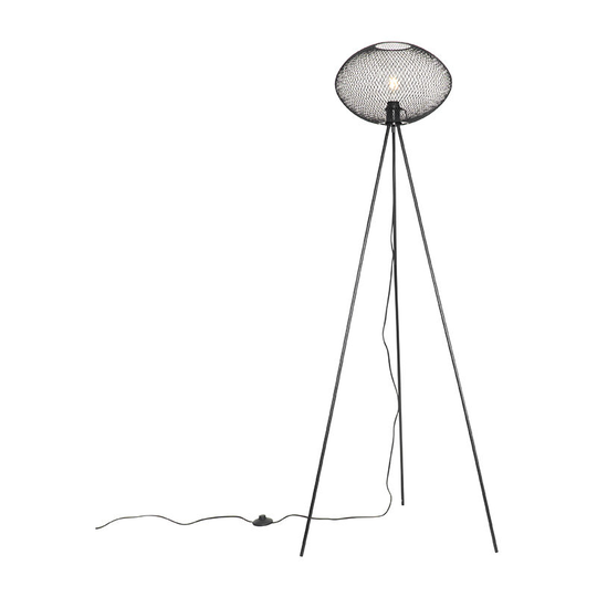 Qazqa - Industrial floor lamp black tripod - Molly - Black