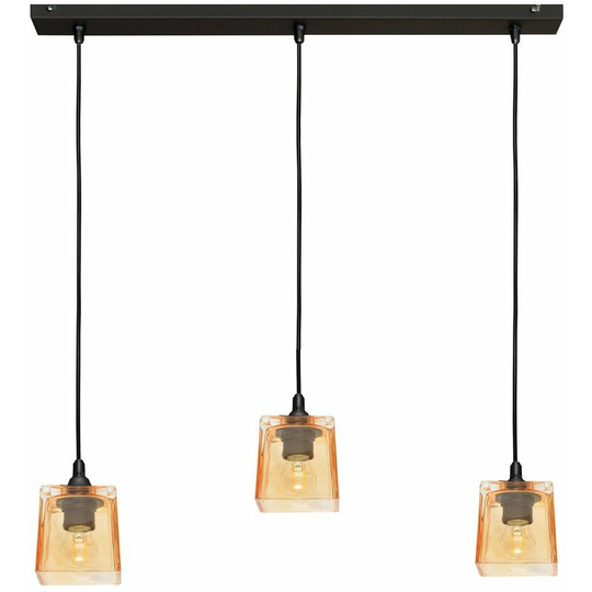 Helam Santos Straight Bar Pendant Ceiling Light Black, Amber 60cm