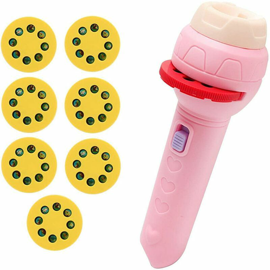 Sparkling Projection Flashlight Children's Sleep Story Projector Luminous Projector for Kids Flashlight Cartoon Slideshow - Educational Toys for Boys