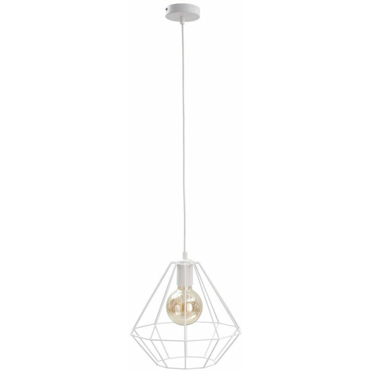Keter Faro Wire Frame Pendant Ceiling Light White, 29cm, 1x E27