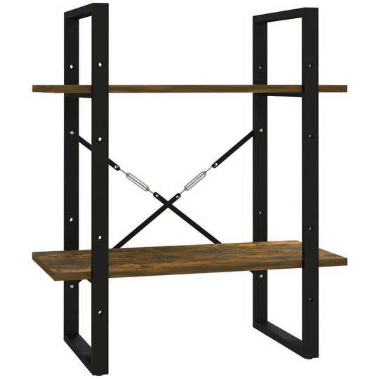 2-Tier Book Cabinet Smoked Oak 60x30x70 cm Engineered Wood Vidaxl Brown