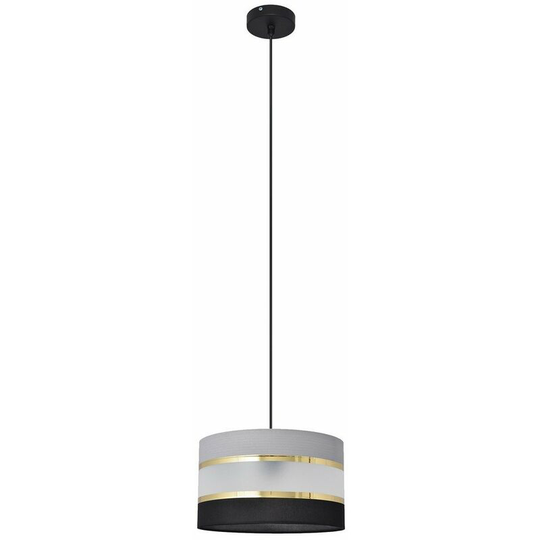 Helam Helen Cylindrical Pendant Ceiling Light Black, Gold, Grey 25cm