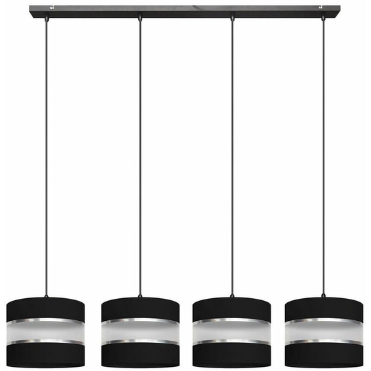 Helam Helen Straight Bar Pendant Ceiling Light Black, Silver 100cm