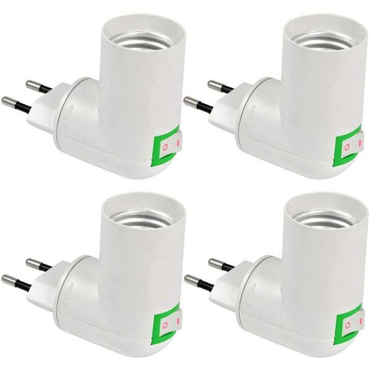 Aougo - E27 socket with wireless switch, E27 led bulb base, quick lighting plastic socket, E27 spotlight for wall light, indoor kitchen lamp, 4-pack