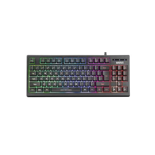 Marvo Scorpion K607 80% TKL Layout Gaming Keyboard Multimedia USB 2.0 Full Anti-ghosting Ergonomic Compact Design 3 Colour LED backlit with Adjustable Brightness Black