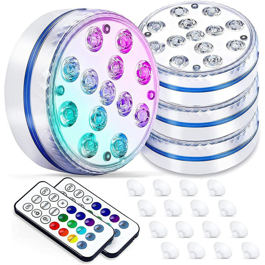 Aougo - led Pool Lights Submersible Lights, led Pool Lights Lighting Time 30-50 Hours IP68 Waterproof 16 rgb Colors Decorative Lights for