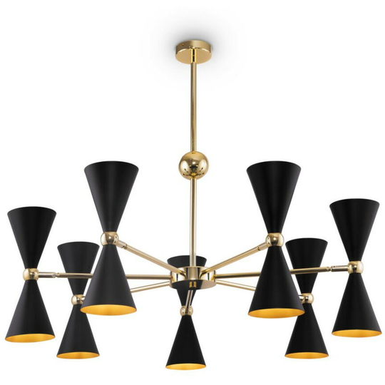Maytoni Lighting - Maytoni Modern - Vesper Modern Vesper 14 Light Black with Gold Pendant Ceiling Light