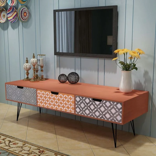 Tv Cabinet with 3 Drawers 120x40x36 cm Brown VD09789 - Hommoo