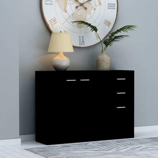Sideboard Black 105x30x75 cm Chipboard - Black