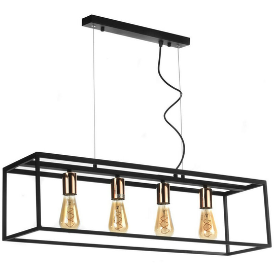 Onli Floki 4 Light Bar Pendant Ceiling Light, Black, Copper