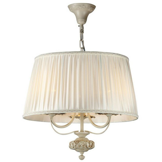 Olivia Ceiling Pendant Lamp Ivory with Pleated Satin Shade., 3 Light, E14