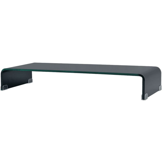 Hommoo - tv Stand/Monitor Riser Glass Black 90x30x13 cm VD10325