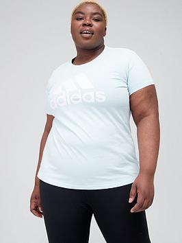 adidas Big Logo Tee (Plus Size) - Light Blue, Light Blue, Size 4X, Women