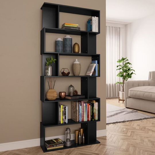 Devenirriche - Book Cabinet/Room Divider Black 80x24x192 cm Chipboard - Black